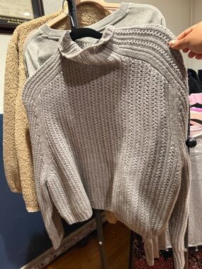 Madewell Light Taupe Ribbed Cowl Neck Sweater
